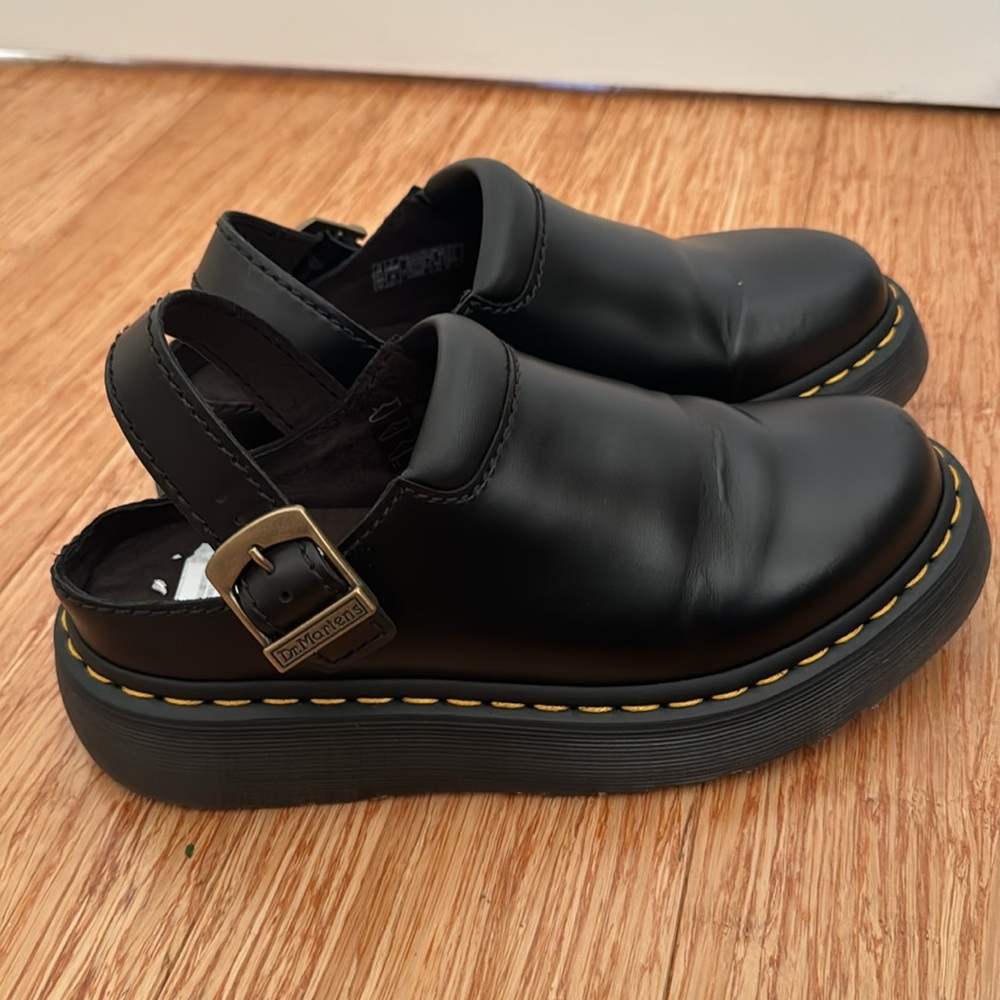 Dr. Marten Black Leather Slingback Mules
